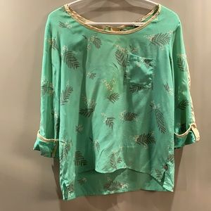 Scotch and Soda flower pattern neon green blouse